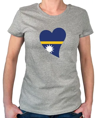 Produktbild von Huuraa Damen T-Shirt Nauru Flagge Herz S Sport Grey Bio Baumwolle Fairtrade Damenshirt Geschenkidee