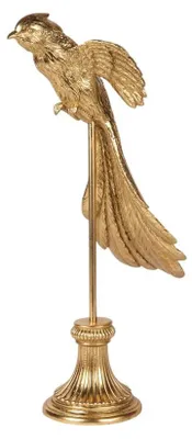 Image de Figurine d'oiseau sur socle, 49,5 cm - Dorée - Résine