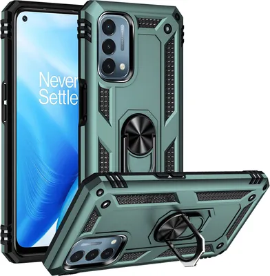 Produktbild von OnePlus Nord N200 5G Hülle, Dual Layer Robust Militäre Schutzhülle mit Ringhalterung Ständer für OnePlus Nord N200 5G Grün