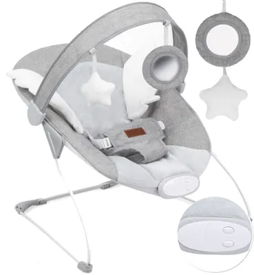 Produktbild von MoMi TULI Babywippe - 3 Vibration, 8 Melodie, Spielzeug-Stirnband, Leicht 1.7kg - Grau
