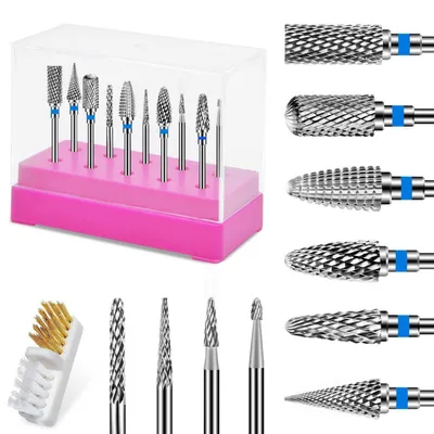 Produktbild von Nagelfräser Bits Set 10 Stück Edelstahl 3/32 Zoll (2,35 mm) für Gelnägel Acrylnägel Blau