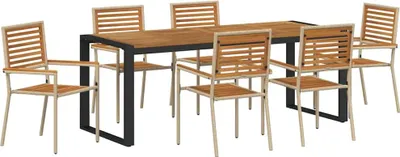 Produktbild von vidaXL Garten Essgruppe 7 stk. Beige und Braun Poly-Rattan