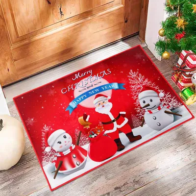 Weihnachts-Türmatte 45 x 70 cm, rutschfest, rot, saugfähig, Innen/Außen