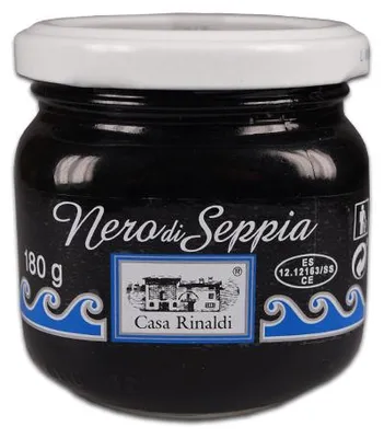 Produktbild von Casa Rinaldi Tintenfischsoße mit Tintenfischtinte im Glas 180g