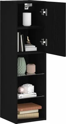 Produktbild von "2026 Aktion"TV-Schrank Industriestil - CLORIS - Fernsehenschrank -set 2 pcs Schwarz Eichen-Optik 30,5 x 30 x 102 cm - NeuMöbel3063809