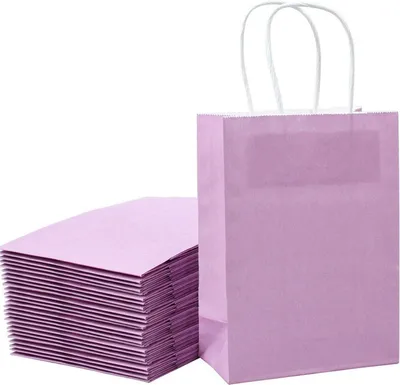 Produktbild von Kraftpapiertüten Lila 15x8x21 cm Geschenktüten mit Griffen - 25 Stück