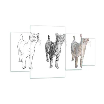 Produktbild von Bilder auf glas - Katzen Tiere Kinder Illustration - 160x90cm - Glasbilder - Wandbilder - Kunstdruck - zum Aufhängen bereit - Wanddekoration aus Glas - Glas Bilder - Wandbild auf Glas - GDL160x90-3211