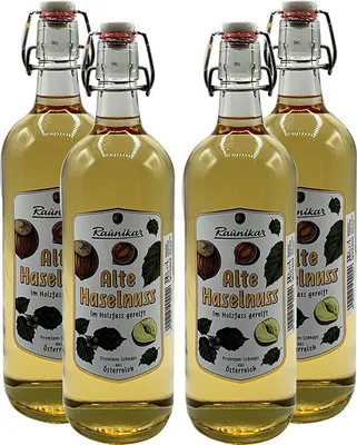 Produktbild von Raunikar - 4er Set Alte Haselnuss Schnaps - 4x 1L (38% Vol)- [Enthält Sulfite]