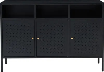 Zdjęcie produktu dla Komoda „Janakkala” z 3 drzwiami, stal, 119 x 35 x 80 cm, czarna