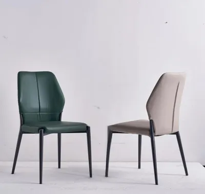 Zdjęcie produktu dla Zielone designerskie skórzane krzesło Nowoczesne krzesła do jadalni Kuchenne siedzenia nowe