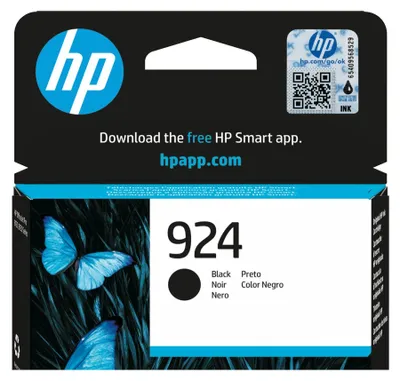 Zdjęcie produktu dla HP Oryginalny wkład z czarnym atramentem 924, Standardowa wydajność, Czarny, 1 szt., 500 stron(y), 400 stron(y), Jednopak