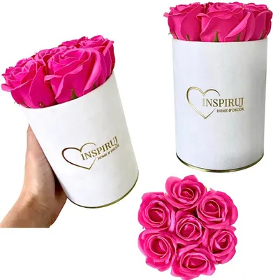 Immagine prodotto di Fioriera Inspiruj - Scatola bianca con rose di sapone - N. 8 Rosa scuro