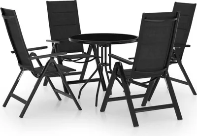 Image de The Living Store Ensemble bistrot 5 pièces noir et anthracite