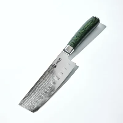 Nakiri-Messer 16,5 cm, Damaststahl, Pakkaholzgriff, 67-lagig
