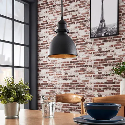Zdjęcie produktu dla Lampa wisząca Lindby Jasminka, czarny/złoty, metal, 1-światło.