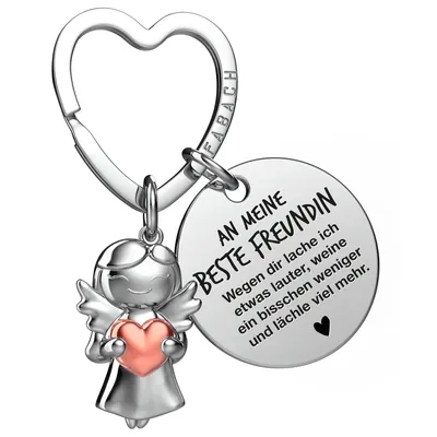 Produktbild von "Beste Freundin" Schutzengel Schlüsselanhänger - Schutzengel Star mit Herz und Gravur Plättchen mit liebevoller Botschaft