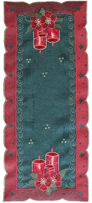 Produktbild von Tischläufer OLIVIA Kerzen Weihnachten Polyester grün-rot 30 x 70 cm