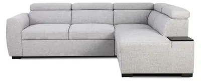 Image de Canapé d'angle convertible réversible - 4/5 places - KELIO - Tissu Gris - 3 tétieres - 245 x 184 x 77/87 cm