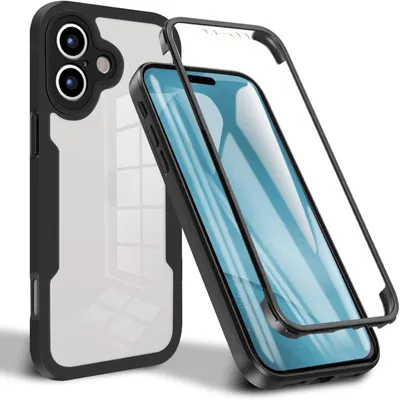 Image de Pour Apple iPhone 17 Couverture intégrale 360 degrés acrylique hybride TPU Housse noire