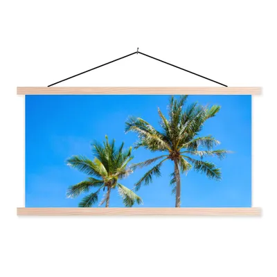 Produktbild von MuchoWow® Textilposter Palme - Sommer - Tropisch 120x60 cm mit holzfarbenen Rahmen - Klemmleiste