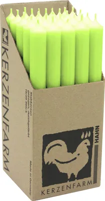 Produktbild von Stabkerzen aus Paraffin, 250/22 mm, Pastellgrün, KERZENFARM HAHN, Brenndauer ca. 12h, 25 Stück pro Verpackung