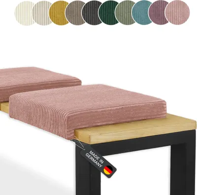 Produktbild von Lycce Bankauflage Klemmkissen 1 Leiste Cordstoff extra Polsterung, für Banktiefe ab 35 cm, Farbe:powder rosa