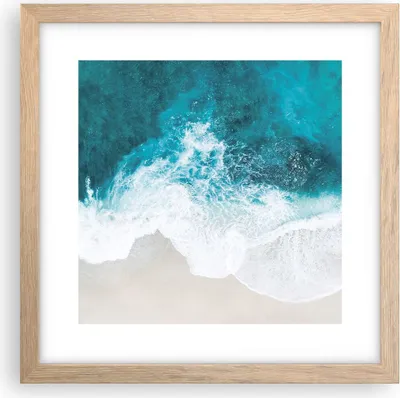 Produktbild von Gerahmtes Poster - Rahmen in heller Eiche - Luftaufnahmen Strand Welle - 30x30 cm - Wand Bild - Wanddeko - Wandbilder - Kunstposter - Wandposter - Bilderrahmen - Bilder - Kunstdruck - P2NAC30x30-4686