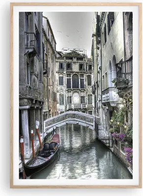 Produktbild von Gerahmtes Poster - Rahmen in heller Eiche - Venedig Brücke Wasser - 70x100 cm - Wand Bild - Wanddeko - Wandbilder - Wandposter - Bilderrahmen - Bilder - Kunstdruck - Wandbild - P2NPA70x100-3522