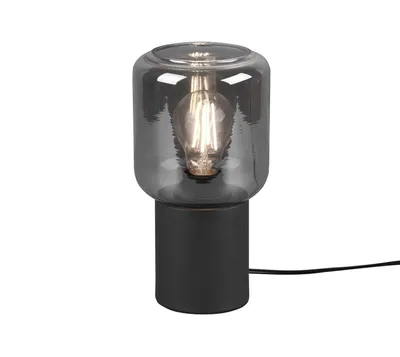 Obrázok produktu pre Stolová lampa - čierna - dymová - sklo - V 24 cm