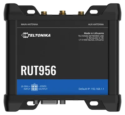 Zdjęcie produktu dla Teltonika RUT956, Router sieci komórkowej, Czarny, Aluminium, Plastik, Szyna DIN, Przemysłowy, Fast Ethernet