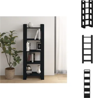Zdjęcie produktu dla vidaXL Regał/rozdzielacz do pokoju czarny 60x35x160 cm lite drewno - Regały i półki na książki