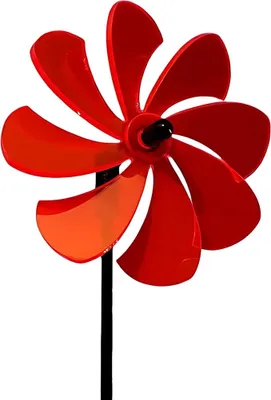 Produktbild von Lichtzauber Windrad klein, 12 cm, rot, inkl. 100 cm Stab