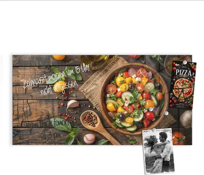 Produktbild von Magnettafel 100x50cm Pinnwand Whiteboard beschreibbar - Frischer Gemüsesalat
