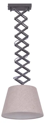 Produktbild von Pendelleuchten - Scheren-Pendelleuchte "ADRIENNE" max. h: 120cm natur, Hängelampe im Industrial Style, aus Metall, Kunststoff und Textilmaterial in natur, 120 cm hoch, Ø 30 cm, E27-Fassung