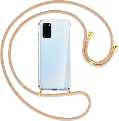 Produktbild von Handykette Backcover-Schutzhülle mit Band (Metall goldfarben) für Samsung Galaxy S20 Plus - beige