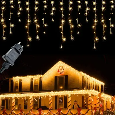 Image de Guirlande lumineuse IJsregen - Éclairage décoratif - Pour une décoration extérieure - Avec fonction minuterie - 200 LED - Lumière blanc chaud
