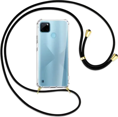 Produktbild von Handykette Backcover-Schutzhülle mit Band (Metall goldfarben) für  Realme C21Y /C25Y - schwarz