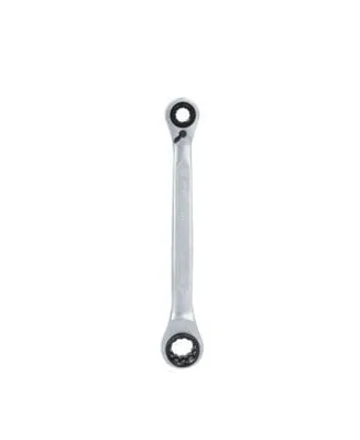 A silver double ratchet wrench is shown against a white background.