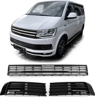 Produktbild von Kühlergrill Gitter Stoßstange LINKS RECHTS MITTE Schwarz Glanz für VW T6 VI ohne