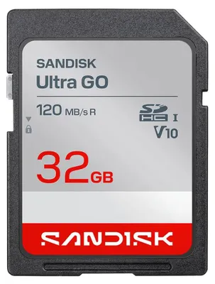 Zdjęcie produktu dla SanDisk Ultra GO, 32 GB, SDHC, UHS-I, 120 MB/s, Class 3 (U3), V10