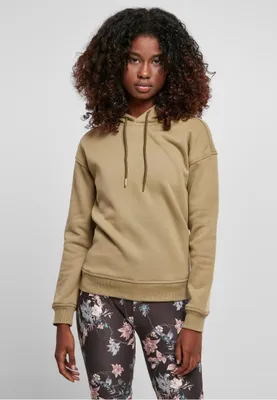 Produktbild von Urban Classics TB1524 | Damen Hoody Kapuzenpullover mit breiten Rippbündchen - Farbe: Khaki - Größe: S