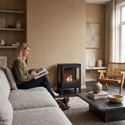 Immagine prodotto di Caminetto a etanolo Xaralyn - stufa Stoove - metallo nero - potenza termica 2,5 kW - a libera installazione - con bruciatore a etanolo in Vetroceramica brevettato - caminetto classico a etanolo - caminetto decorativo
