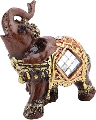 Productafbeelding van Olifant Beeldje - Gelukssymbool - Decoratie Huis - Houtnerf Afwerking - 13.5 cm - Bruin