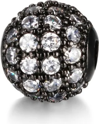 Immagine prodotto di Perline per gioielli 3 pezzi, charm per bracciali, scintillanti, 5 mm, nero, argento