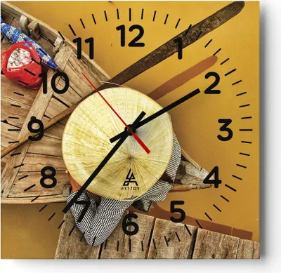 Produktbild von Wanduhr - Quadrat - Glasuhr - Asiatisch Boot Brücke - 30x30cm - Schleichendes Uhrwerk - Lautlos - zum Aufhängen bereit - Dekoration Modern - Wanddekoration aus Glas - C4AC30x30-4844