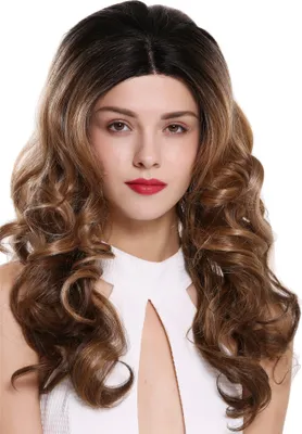 Produktbild von WIG ME UP Perücke Lace-Front Teil-Mono Lang Locken Ombre Braun Blond DW2606-MF-47-OF27-30-613