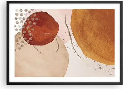 Produktbild von Gerahmtes Poster - Schwarzer Rahmen - Orange Abstraktion Flecken - 70x50 cm - Wand Bild - Wanddeko - Wandbilder - Kunstposter - Wandposter - Bilderrahmen - Bilder - Kunstdruck - P2BAA70x50-4696
