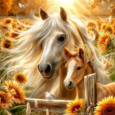 Image de Kit de peinture diamant "Poulain", cheval, 5D, pour adultes, dimensions 30x30 cm