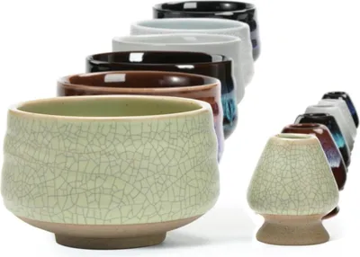 Image de Chawan Matcha Tea Bowl et Whisk Set, 18 oz, vert clair mat, qualité alimentaire