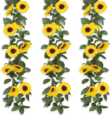 Produktbild von 3-teilige künstliche Sonnenblumengirlande, 2,3 m Blumengirlande
